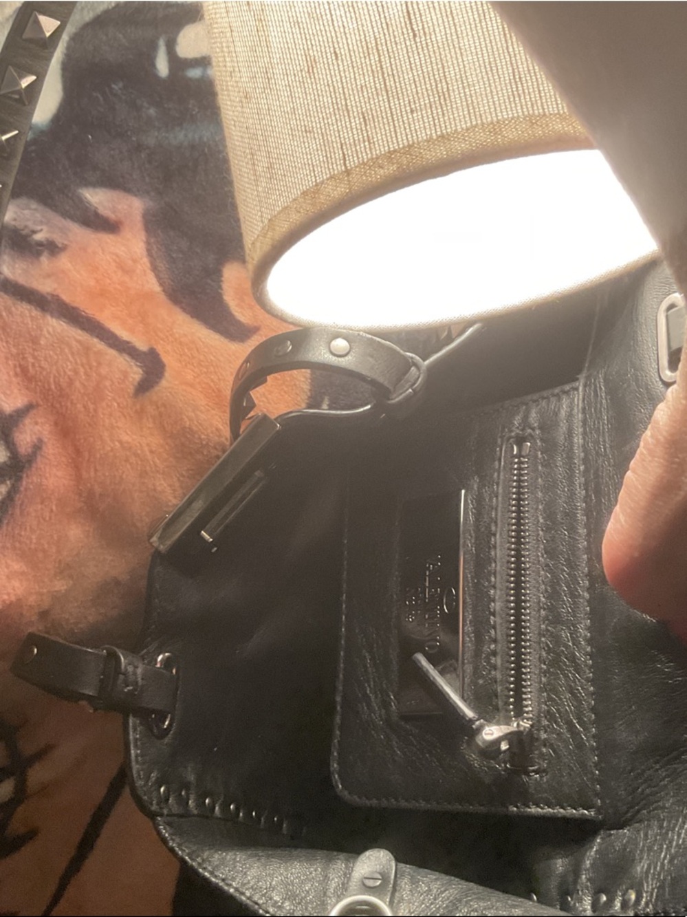 Valentino Garavani Black Leather Studded Satchel Tote - Picture 8 of 12